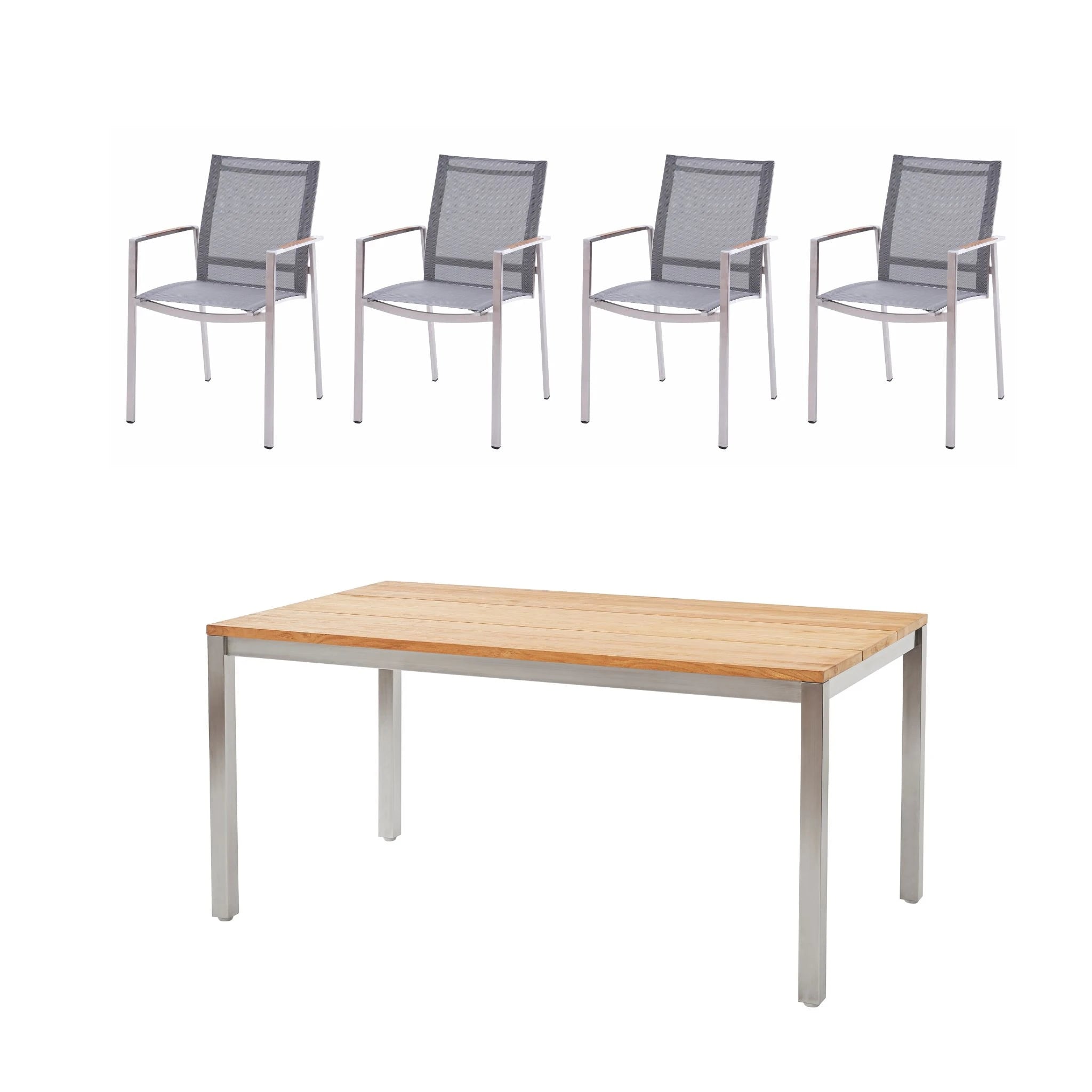 Set 4 Personen Salern Edelstahl Stapelstuhl lounge & Co.