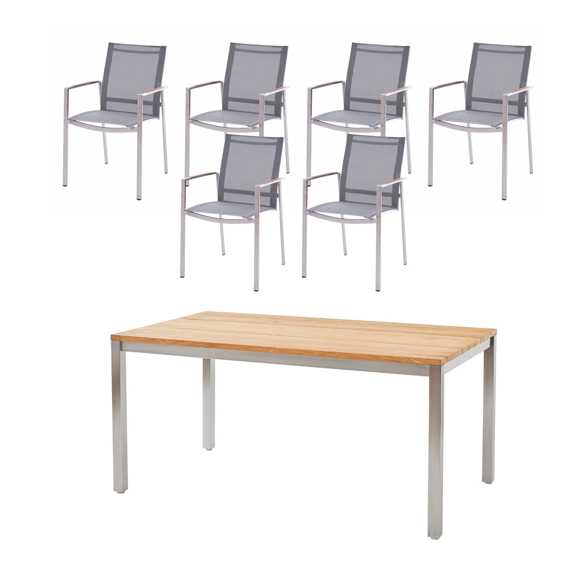Set 6 Personen Salern Edelstahl Stapelstuhl lounge & Co.